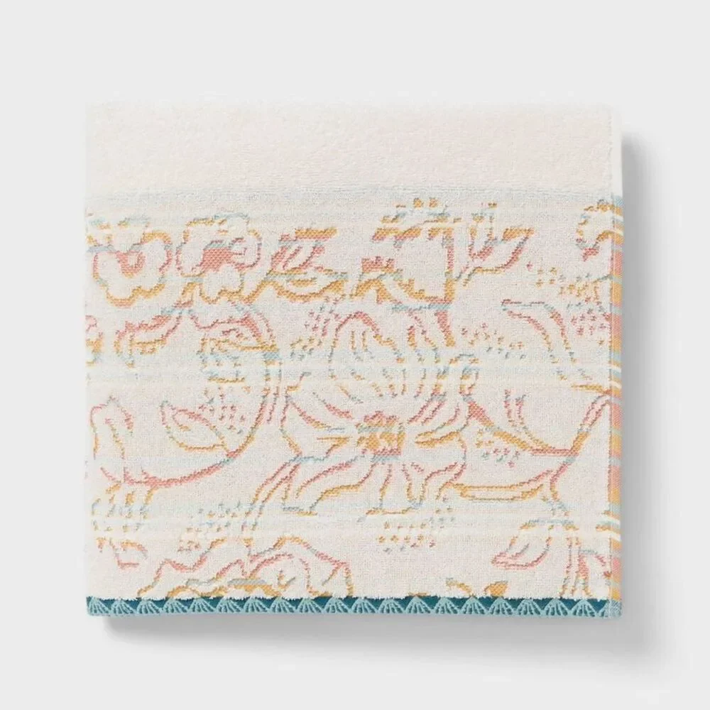 Threshold - 2pc Boho Border Floral Bath Towel Multi - Threshol White